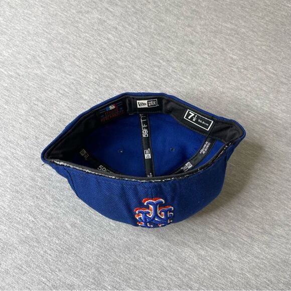 New York Mets  Royal Blue New Era Fitted Hat - Cut Brim - Picture 4 of 9